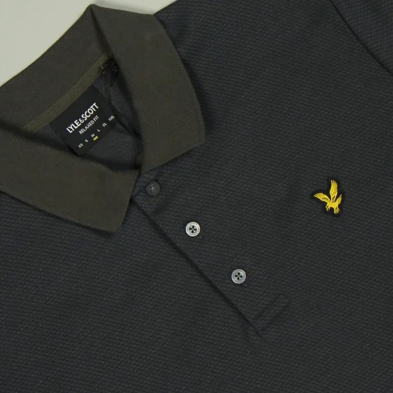 Lyle and Scott Tonal Texture Polo Shirt - Gunmetal-1
